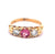 Vintage English Pink Tourmaline Diamond 18 Karat Yellow Gold Three Stone Ring