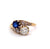 Edwardian Diamond Synthetic Sapphire 18 Karat Yellow Gold Toi et Moi Ring