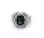 Mid Century French 1.99 Carats Green Sapphire Diamond Platinum Ring