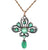 Victorian Emerald Diamond Silver 14k Rose Gold Pendant