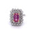 Vintage GIA 2.14 Carats Purple-Pink Sapphire Diamond 18 Karat White Gold Cluster Ring
