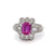 Vintage Pink Sapphire Diamond 18k White Gold Cluster Ring