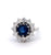Mid Century French 1.96 Sapphire Diamond Platinum 18k White Gold Cluster Ring