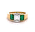 Vintage GIA 1.53 Carats Emerald Cut Diamond Emerald 18k Yellow Gold Three Stone Ring
