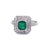 Art Deco Inspired Emerald Diamond Platinum Double Halo Engagement Ring