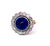 Mid Century GIA Ceylon Sapphire Diamond 18 Karat Gold Cluster Ring