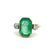 Antique French GIA Russian Emerald Diamond 18k Yellow Gold Platinum Three Stone Ring