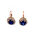 Edwardian Synthetic Sapphire Diamond 14k Yellow Gold Cluster Earrings