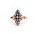 Victorian Old Mine Cut Diamond 18 Karat Rose Gold Navette Ring
