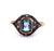 Art Deco Polish Created Stone Diamond Silver 14 Karat Rose Gold Ring