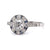 Art Deco Inspired Old European Cut Diamond Sapphire Platinum Halo Ring