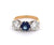 Mid Century French LFG Diamonds Sapphire 18k Gold Three Stone Ring