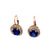 Edwardian Synthetic Sapphire Diamond 14k Yellow Gold Cluster Earrings