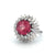 Mid Century 5.08 Carats Pink Tourmaline Diamond 18k White Gold Cocktail Ring