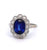 Art Deco Synthetic Sapphire Diamond 14 Karat White Gold Cluster Ring