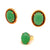 Mid Century Gumps Jade 18k Yellow Gold Earrings and Ring Set