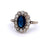Edwardian Sapphire Diamond 14k White Gold Cluster Ring