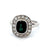 Art Deco French Sapphire Diamond Platinum 18k Gold Halo Ring