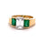 Vintage GIA 1.53 Carats Emerald Cut Diamond Emerald 18k Yellow Gold Three Stone Ring