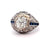 Art Deco GIA 1.72 Carats Old Mine Cut Diamond Sapphire Platinum Filigree Ring