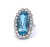 Mid Century French 10.23 Carats Aquamarine Diamond Platinum Cluster Ring