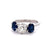 Jack Weir & Sons Old Mine Cut Diamond Sapphire Three Stone Ring