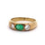 Antique Austrian Emerald Diamond 14 Karat Yellow Gold Three Stone Band Ring