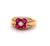 Vintage Ruby Diamond 18k Yellow Gold Flower Ring