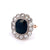 Edwardian GIA Australian Dark Blue Sapphire Diamond Platinum 14k Gold Cluster Ring