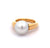 Vintage Italian Mikimoto Pearl 18k Yellow Gold Ring