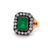 Victorian Revival GIA Brazilian Emerald Diamond Silver Yellow Gold Cluster Ring