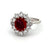 Vintage AIG 1.00 Carats Ruby Diamond 18k White Gold Cluster Ring