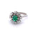 Mid Century French 0.64 Carats Emerald Diamond Platinum 18k White Gold Cluster Ring