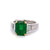 Vintage GIA Sandawana Emerald Diamond 18 Karat White Gold Ring
