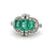 Art Deco Inspired Emerald Diamond Platinum Cocktail Ring