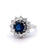 Mid Century French 1.96 Sapphire Diamond Platinum 18k White Gold Cluster Ring