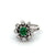 Mid Century French 0.83 Carat Emerald Diamond Platinum Cluster Ring