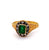 Victorian Emerald Diamond 18k Yellow Gold Ring