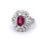 Mid Century French 1.47 Carats Ruby Diamond Platinum Cluster Ring