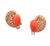 Mid Century Seaman Schepps Coral Diamond 14 Karat Yellow Gold Ear Clip Earrings