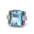 Mid Century Aquamarine Diamond Platinum Cocktail Ring