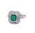 Art Deco Inspired Emerald Diamond Platinum Double Halo Engagement Ring