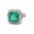 Art Deco Inspired 4.27 Carats Emerald Diamond Platinum Halo Ring