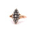 Victorian Old Mine Cut Diamond 18 Karat Rose Gold Navette Ring