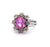 Mid Century French GIA 2.49 Carats Pink Sapphire Diamond 18k White Gold Cluster Ring