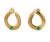 Vintage Italian Emerald Diamond 18 Karat Yellow Gold Hoop Earrings