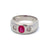 Austrian Art Deco Ruby Diamond 14 Karat White Gold Three Stone Bezel Set Ring