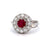 Mid Century French 1.14 Carats Ruby Diamond Platinum Cocktail Ring