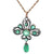 Victorian Emerald Diamond Silver 14k Rose Gold Pendant