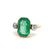 Antique French GIA Russian Emerald Diamond 18k Yellow Gold Platinum Three Stone Ring